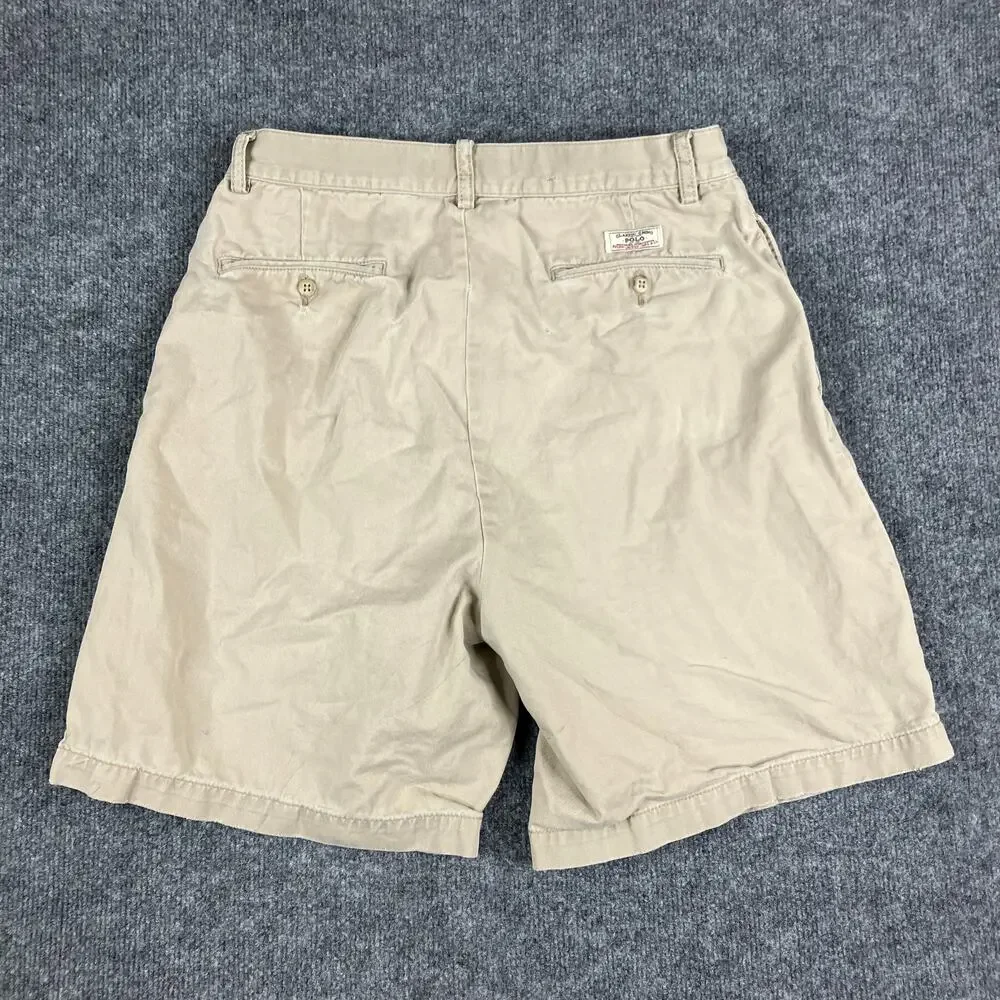 Polo Ralph Lauren Shorts Mens Size‎ 36 Beige Pleated Casual Tyler Fit Chino
